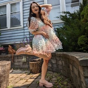 Storia Rainbow Floral Babydoll Dress